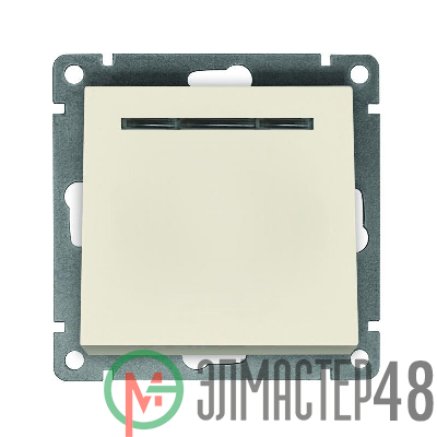 Выключатель 1-кл. СП Афина 10А IP20 с подсветкой механизм сл. кость (ivory) Universal A0121-I