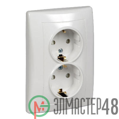Розетка 2-м СП Sedna защ. шторки с заземл. бел. SchE SDN3000721