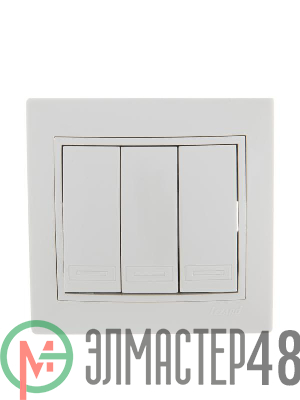 Выключатель 3-кл. СП Мира 10А IP20 бел./бел. LEZARD 701-0202-109