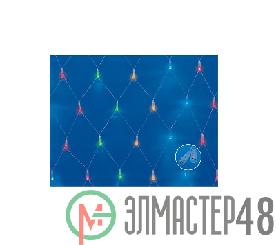 Сетка LED с эффектом мерцания ULD-N1515-96/TTK MULTI IP44 1.5х1.5м соедин. 96 диодов разноцвет. свет провод прозр. Uniel UL-00007218