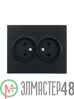 Розетка 2-м СП VESNA без заземл. ПБТ черн. бархат LEZARD 742-4200-128B