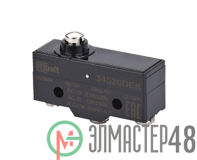 Выключатель концевой 1НО1НЗ миниатюрный плунжерн. типа DEKraft 34020DEK
