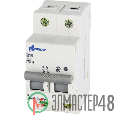 Выключатель автоматический модульный 2п B 50А 4.5кА ВА47-063Про Контактор 7000031