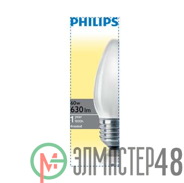 Лампа накаливания В35 60Вт E27 FR свеч. матов. Philips 921501644214 / 871150005651150
