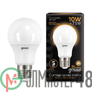 Лампа светодиодная Black A60 10Вт E27 3000К Gauss 102502110
