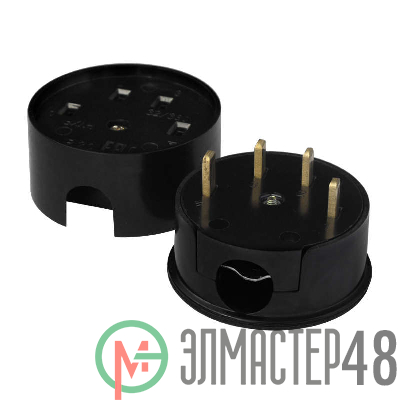 Разъем РШ-ВШ 32А 380В 3Р+РЕ кругл. черн. UNIVersal 1233