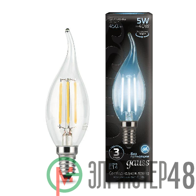 Лампа светодиодная Black Filament Свеча на ветру E14 5Вт 4100К Gauss 104801205