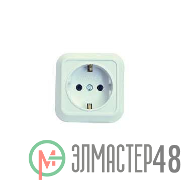 Розетка 1-м ОП 16А IP20 квадратная с заземл. бел. Makel 45108