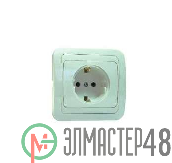 Розетка 1-м СП Mimoza 16А IP20 с заземл. бел./бел. керам. основание Makel 12008