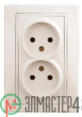 Розетка СП Plano 2х2P 1-204-02 16А-250В IP20 сл. кость Intro Б0027614