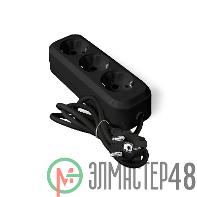 Удлинитель 3х2м с заземл. 10А IP20 У10-554 ПВС 3х0.75 черн. UNIVersal 1981