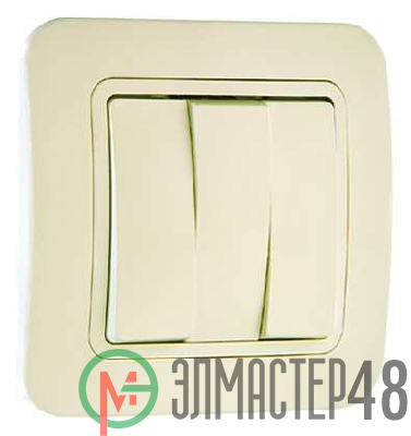 Выключатель 3-кл. 1п 1мод. СП Lillium 10А IP20 крем./крем. Makel 70291