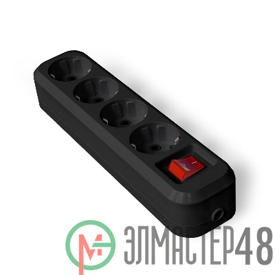 Колодка удлинителя 4-м с заземл. с выкл. АБС-пластик черн. UNIVersal 1403