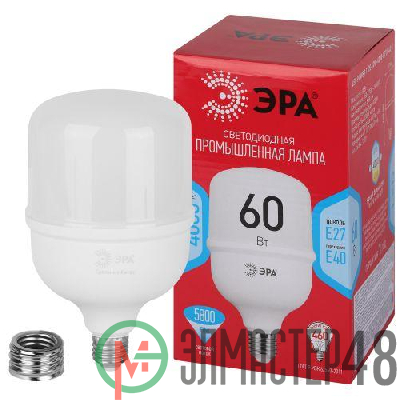 Лампа светодиодная высокомощная RED LINE LED POWER T120-60W-4000-E27/E40 R 60Вт Т120 колокол 4000К нейтр. бел. E27/E40 (переходник в компл.) 5800лм Эра Б0063841