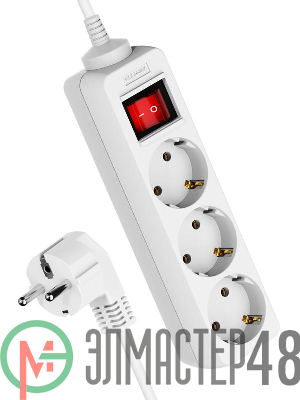 Удлинитель 3х5м с заземл. 16А IP20 с выкл. ПВС 3х1 Космос YKsm5m-3g-Z-V(K)