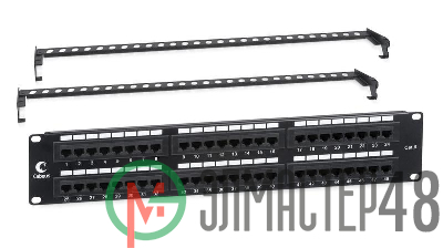 Патч-панель 19дюйм 2U 48 портов RJ45 кат.6 Dual IDC с задн. кабельн. организатором Cabeus 7447c