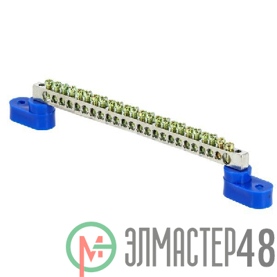 Шина нулевая N 6х9 24 отвер. никель 2 син. угловых изолятора PROxima EKF sn1-63-24-2