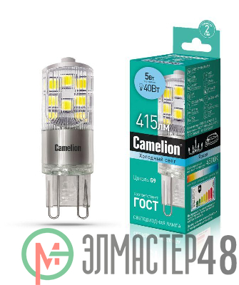 Лампа светодиодная LED5-G9-NF/845/G9 5Вт 220В Camelion 13705