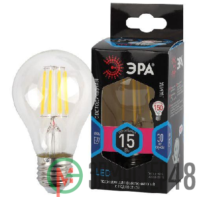 Лампа светодиодная филаментная F-LED-15W-840-E27 15Вт A60 грушевидная 4000К нейтр. бел. E27 Эра Б0046983