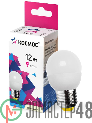 Лампа светодиодная GL45 12Вт 3000К E27 1070лм 174-265В КОСМОС LkeLED12wGL45E2730