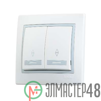 Выключатель 2-кл. СП Мира проходн. бел/сер. Lezard 701-0215-106