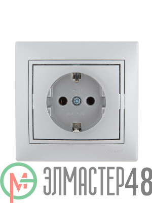 Розетка 1-м СП Мира керам. с заземл. метал. сер. Lezard 701-1010-122