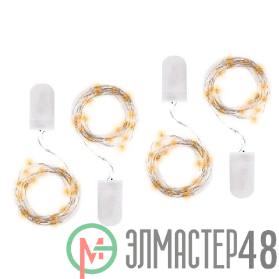 Гирлянда DC-G05-20YS4 20LED 2xCR2032(в компл.) желт. (уп.4шт) ФАZА 5048034