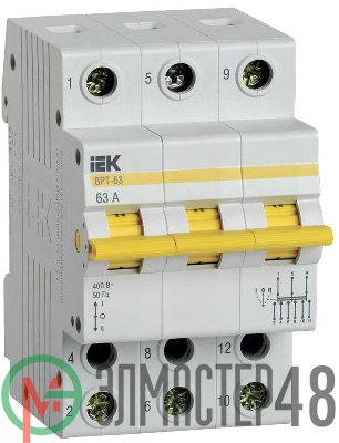 Выключатель-разъединитель трехпозиционный 3п ВРТ-63 63А IEK MPR10-3-063