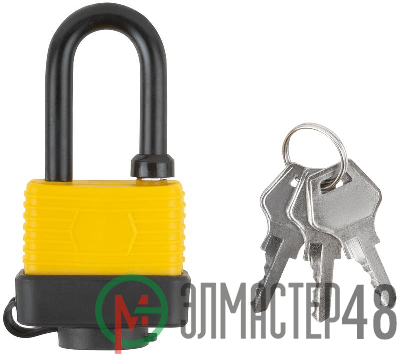 Замок навесной всепогодный 40х31мм длинная стальная дужка 6мм FIT 67193