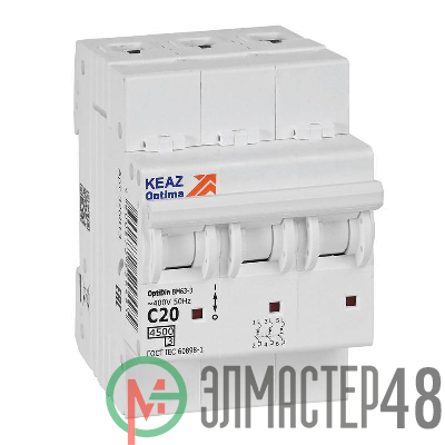 Выключатель автоматический модульный OptiDin BM63-3C20-4.5-УХЛ3 КЭАЗ 326813