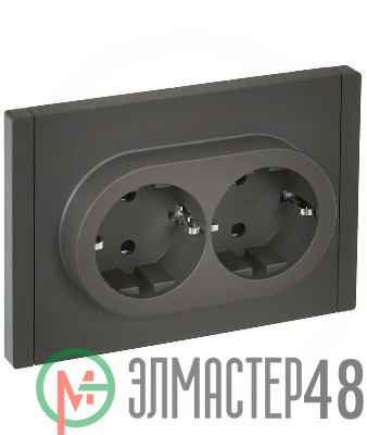 Розетка 2-м СП FORTE&PIANO FP323 16А с заземл. защ. шторки безвинт. крепл. сер. IEK FP-R24-16-1-K03