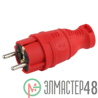 Вилка каучуковая з/з прямая 16А IP44 красн. V8-RED-IP44 Эра Б0044547