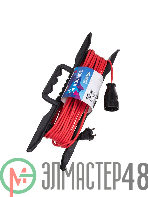Удлинитель-шнур на рамке 1х10м 6А ПВС 2х0.75 Космос YPKsm10m-1g(6A)