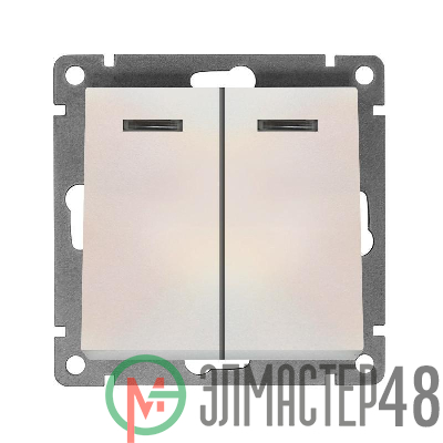 Выключатель 2-кл. СП Афина 10А IP20 с подсветкой механизм жемчуж. Universal A0123-OBr