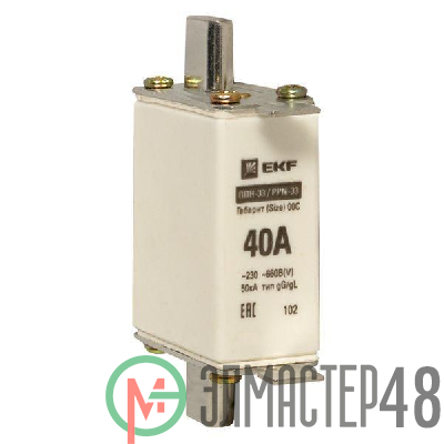 Вставка плавкая ППН-33 100/40А габарит 00C PROxima EKF fus-33/100/40