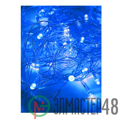 Гирлянда 8.8м (7.3+1.5) 80LED син. прозр. провод 8 режимов мигания IP20 син. Космос KOC_GIR80LED_B