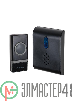 Звонок беспроводной полиф. 26 мелодий 150м 1 кноп. IP44 черн. Космос KOC_AG400
