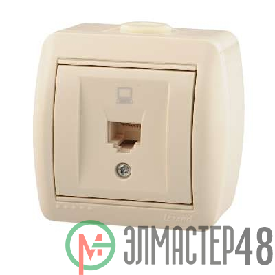 Розетка компьютерная 1-м ОП Ната RJ45 крем. Lezard 710-0300-139