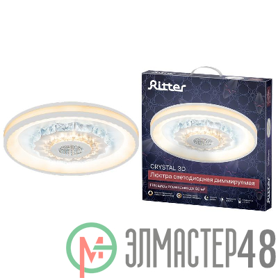 Люстра светодиодная CRYSTAL 3D 120Вт 480х480х60мм 40кв.м потолочная ДУ 3 режима диммир. бел. Ritter 52368 0