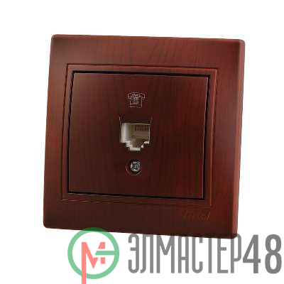 Розетка телефонная 1-м СП Mira RJ11 16А IP20 евро стандарт вишня LEZARD 701-0601-137