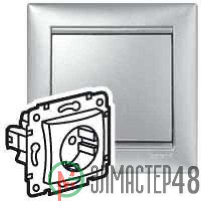 Механизм розетки 1-м СП Valena 2К+З с заземл. нем. станд. алюм. (DIY-упак.) Leg 694342
