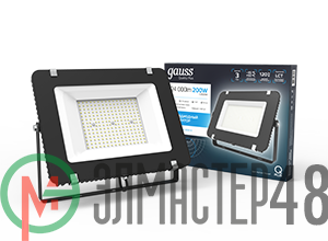 Прожектор светодиодный Elementary Led 200Вт IP65 6500К черн. 1/6 Gauss 613100200