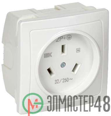 Розетка 1-м СП Рпл11-К 32А IP20 разборная для плиты с заземл. бел. IEK ERP11-032-K01