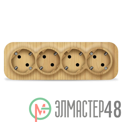 Розетка 4-м ОП 16А IP20 с заземл. сосна IONICH 1457