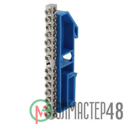 Шина N "ноль" на DIN-изол. ШНИ-6х9-14 никелированная Д син. NO-222-88-1 ЭРА Б0044137
