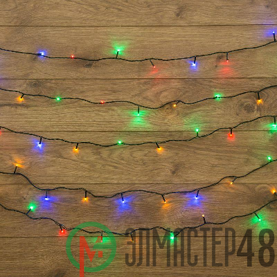 Гирлянда "ТВИНКЛ ЛАЙТ" (с контроллером) встроен. 120LED 15м 10Вт 220В мульти. провод темн.-зел. ПВХ NEON-NIGHT 303-059