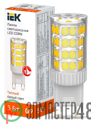 Лампа светодиодная CORN 5Вт капсула 3000К G9 230В керамика IEK LLE-CORN-5-230-30-G9