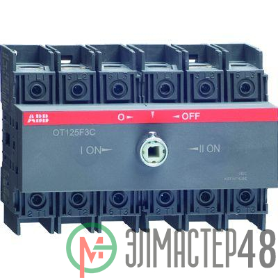 Рубильник реверсивный OT125 F3C 125А (90А AC23) ABB 1SCA105037R1001