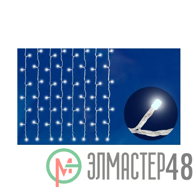Занавес светодиодный ULD-C1515-160/SWK WHITE IP67 со стат. свечением 1.5х1.5м соединяемый 160LED бел. свет провод бел. Uniel UL-00001360