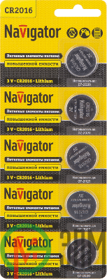 Элемент питания литиевый CR2016 94 763 NBT-CR2016-BP5 (блист.5шт) Navigator 94763